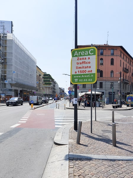 Milieuzones in Milaan area c spaanse stadsmuren